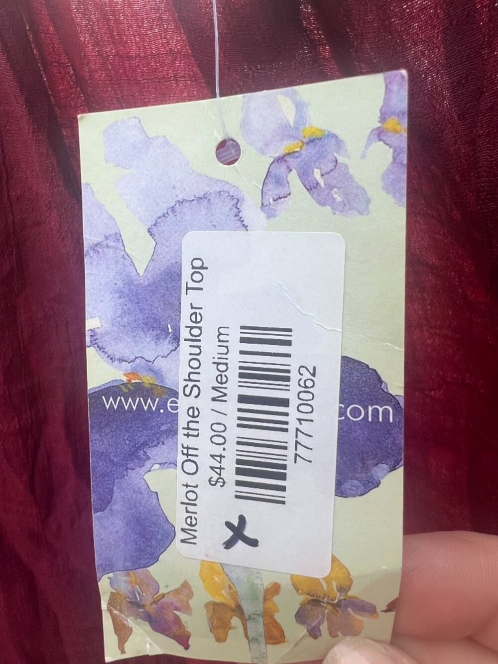 ee:some Merlot Off Shoulder Ruffle Bell Sleeve Top NWT Size M - Picture 3 of 5